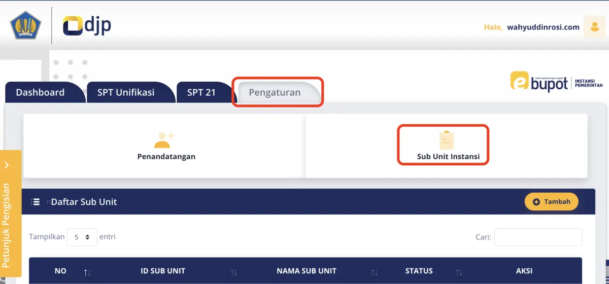 sub unit pajak