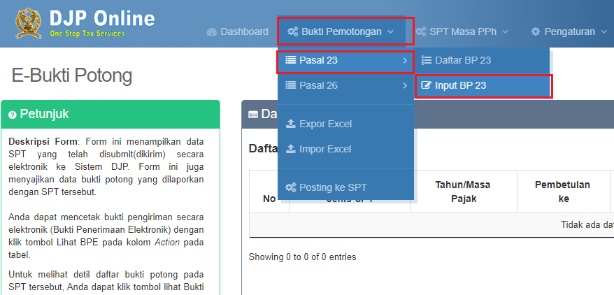 cara merekam ebupot