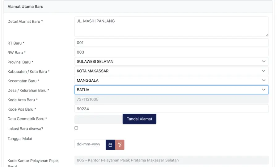 cara isi formulir ubah alamat npwp coretax