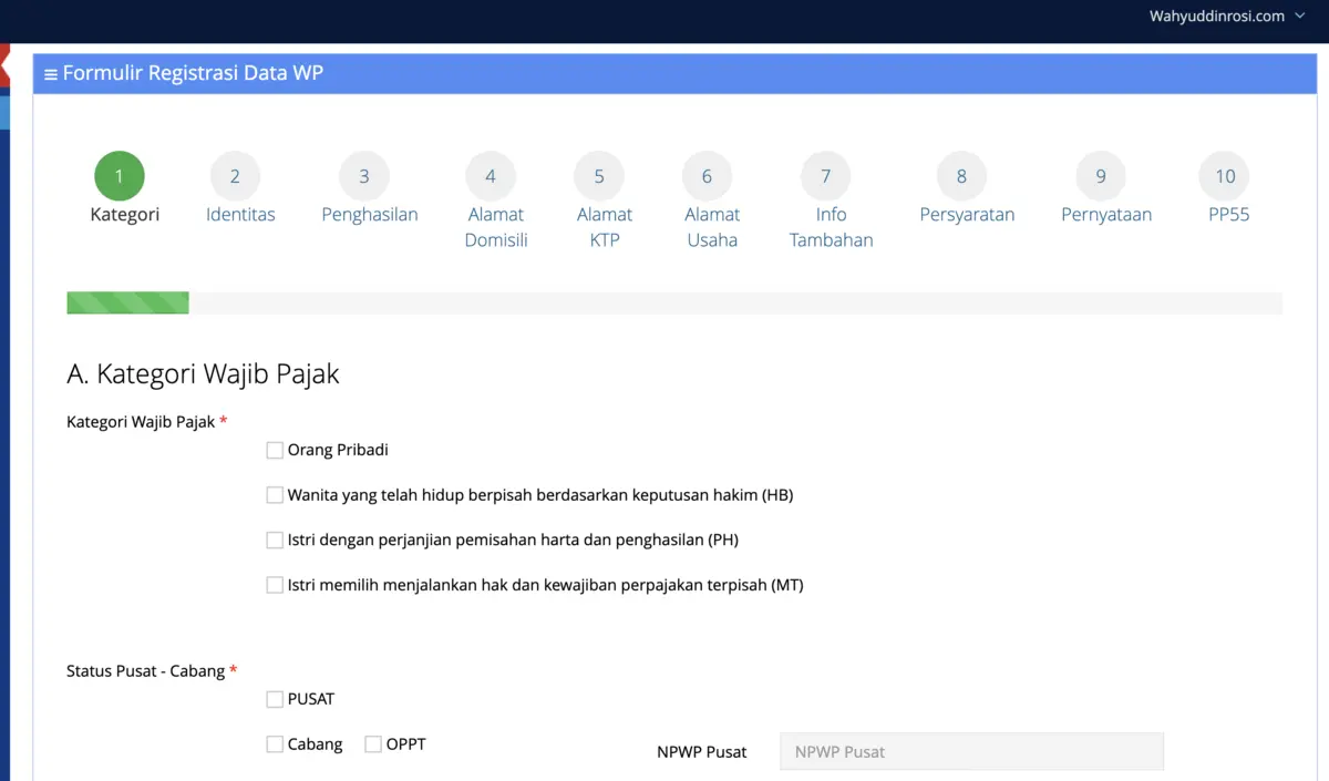 kategori wp tidak sesuai