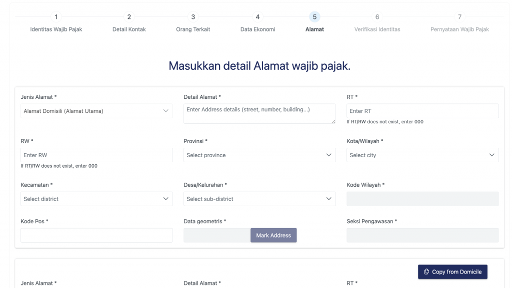 cara isi alamat npwp coretax