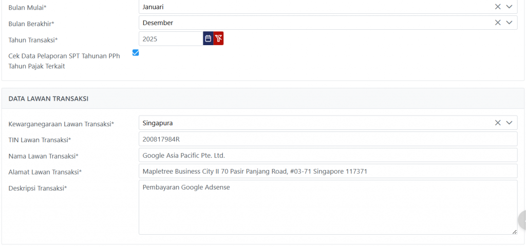 google singapore tin number