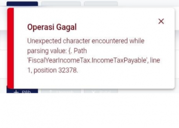 Error Coretax Unexpected character encountered while parsing value: {